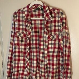 Eddie Bauer Red and White Plaid Button Down Shirt
